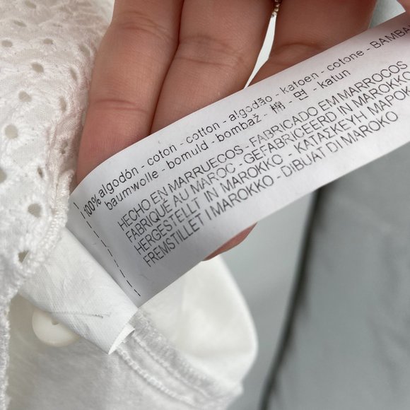 ZARA Basic White Poplin Eyelet Dress Cottage Core - Picture 5 of 7